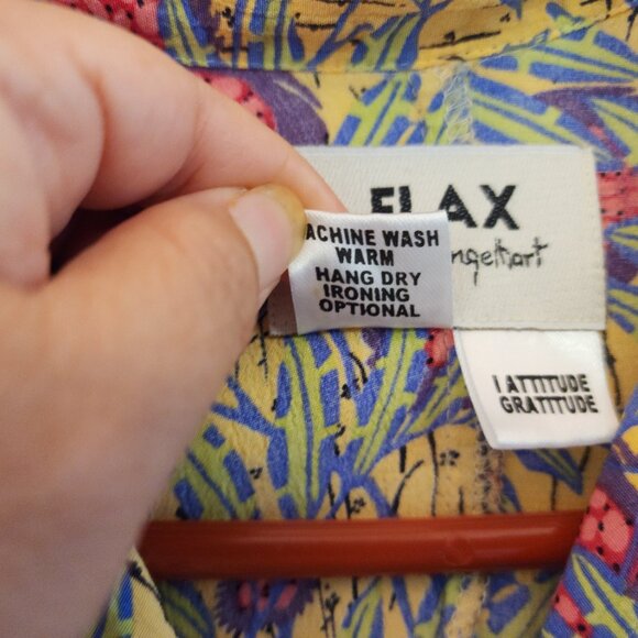 Flax By Jeanne Engelhart Hawaian Print Button Down Shirt Women M Tropical Resort - Picture 12 of 12
